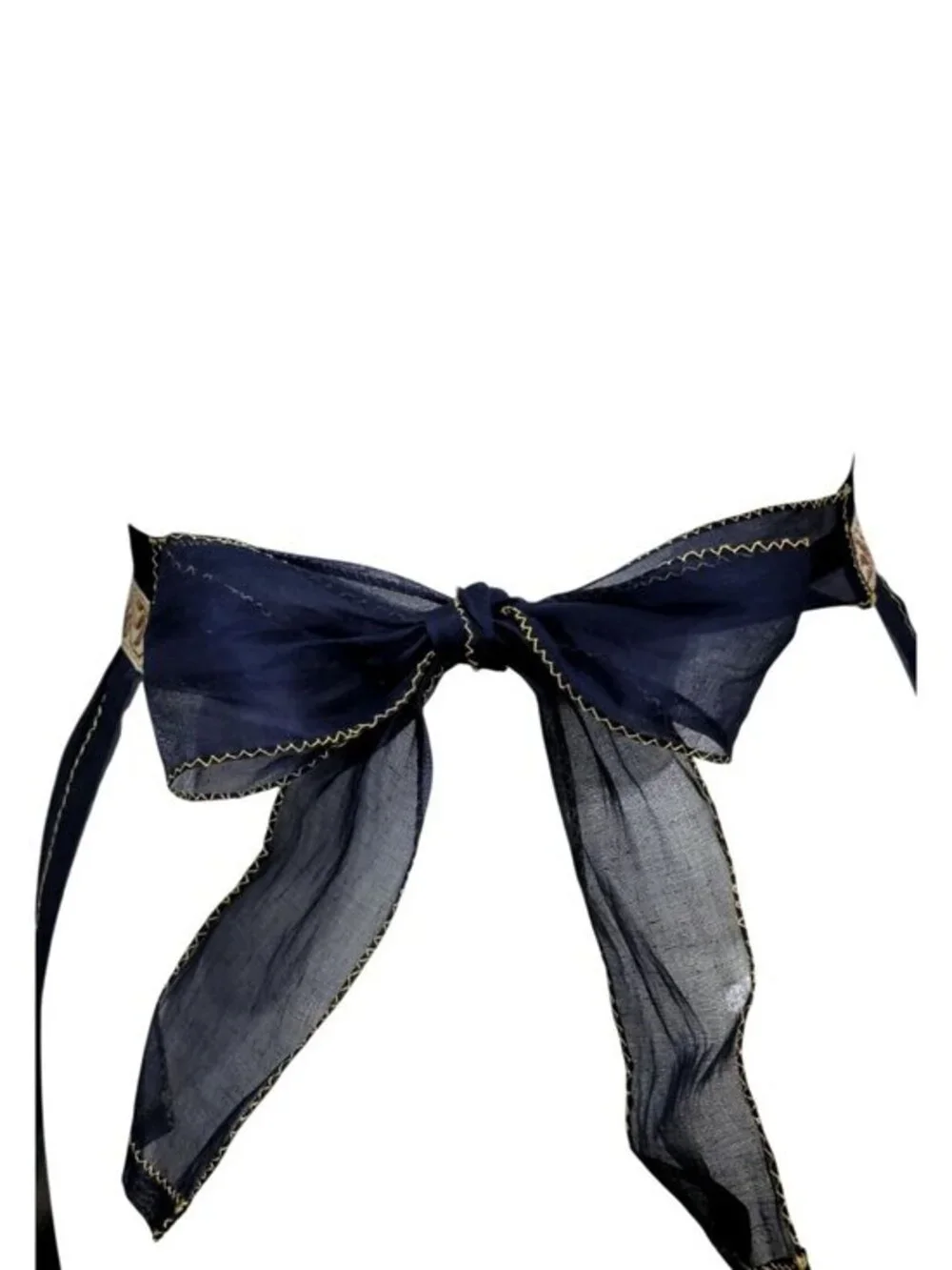 Vintage Apron Sheer Waist Tied Blue White